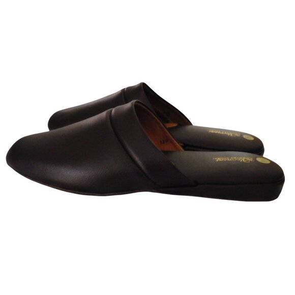 Mens Leather Slip On Slippers soft Sole House Shoes Brown Scuffs Sz 13 Wide - Picture 3 of 6